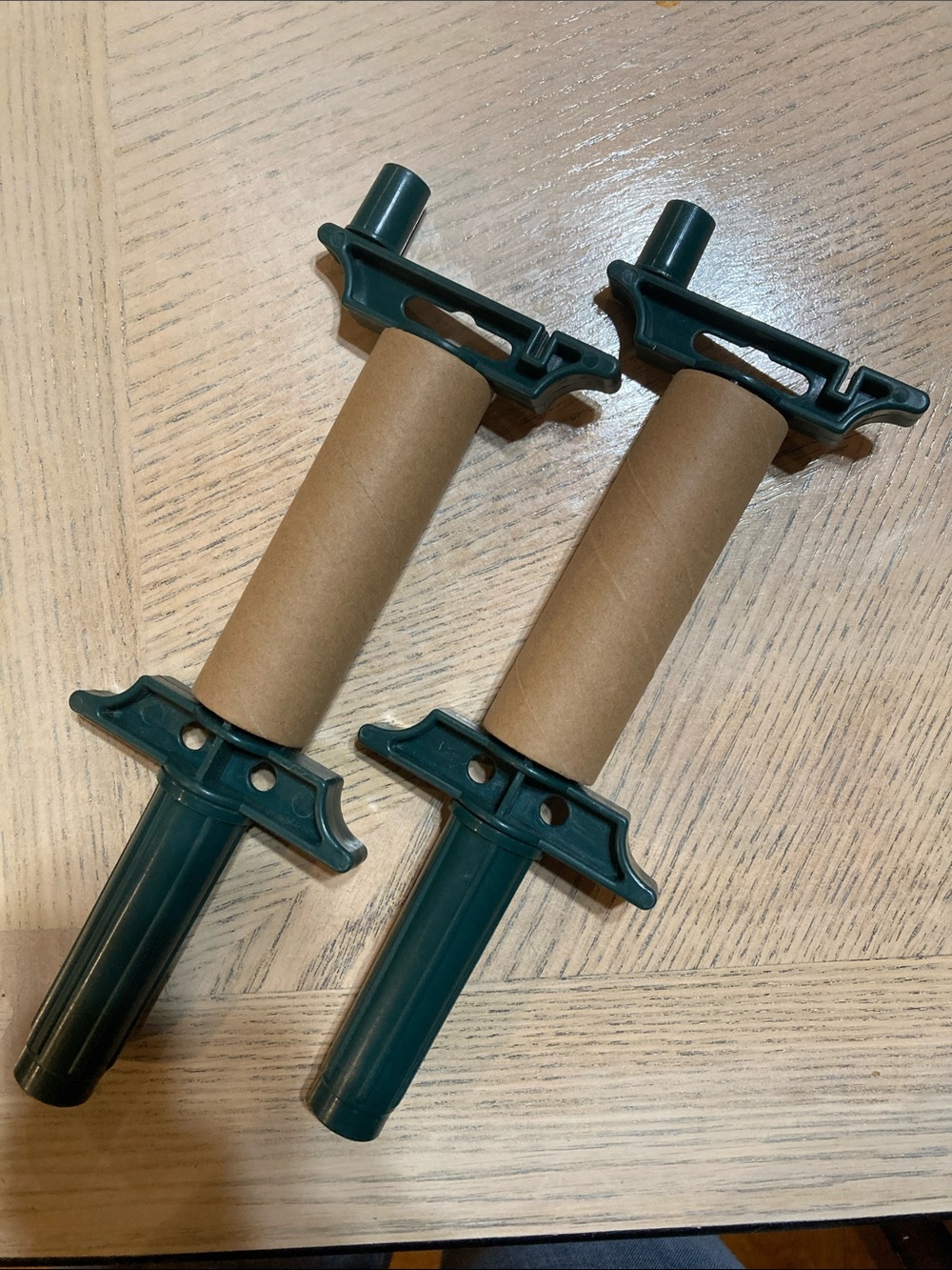 Set of 2 Green Plastic Garden Twine or Yarn Holders with Cardboard Cores